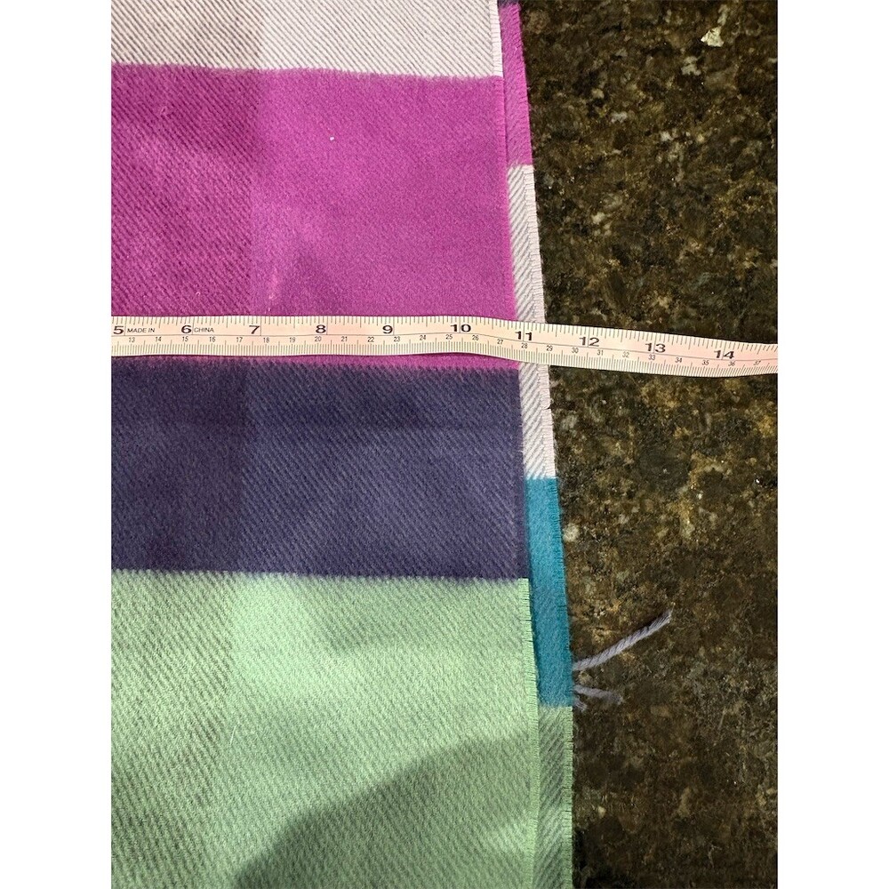 V. Fraas Scarf Unisex Multicolor Plaid Check Fringe Rectangle 60 x 11 in - Picture 4 of 5